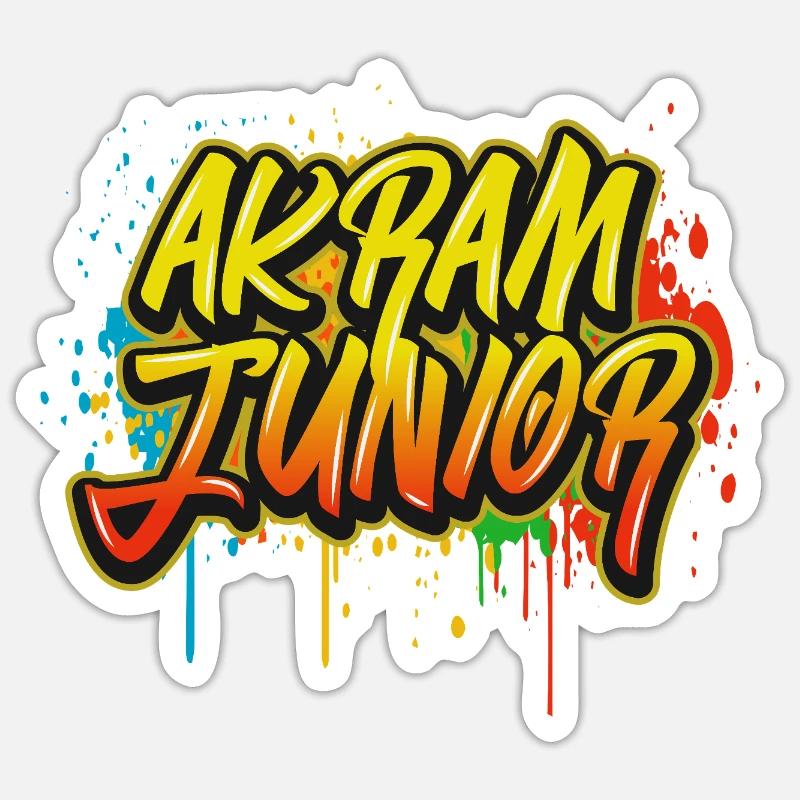 Akram Junior Graffiti - Sticker Größe S (10 x 10 cm) - Mattweiß
