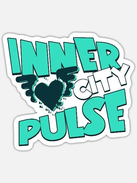 Inner City Pulse – Straßenkultur Grafikdesign - Sticker Größe S (10 x 10 cm) - Mattweiß
