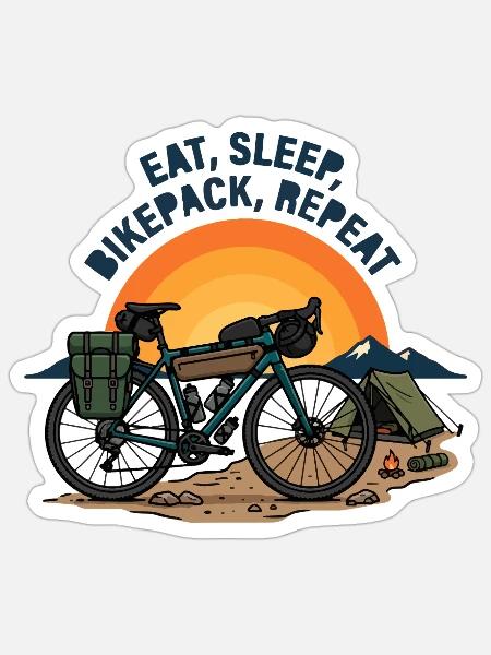 Essen Schlaf Fahrradpack Wiederholen Retro-Fahrradkunst - Sticker Größe S (10 x 10 cm) - Mattweiß
