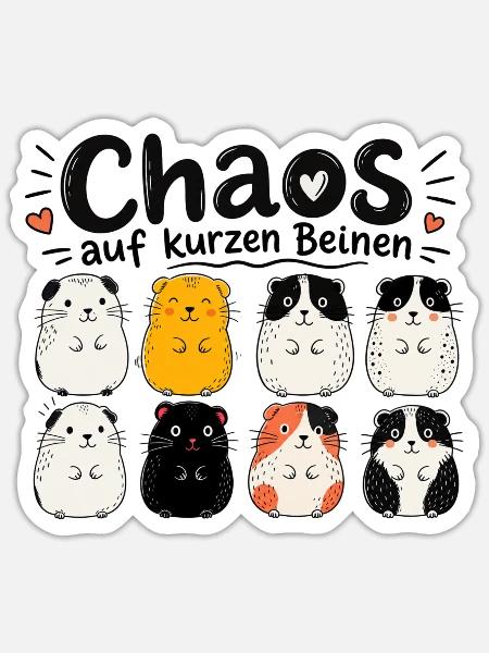 Meerschweinchen Chaos auf kurzen Beinen - Sticker Größe S (10 x 10 cm) - Mattweiß
