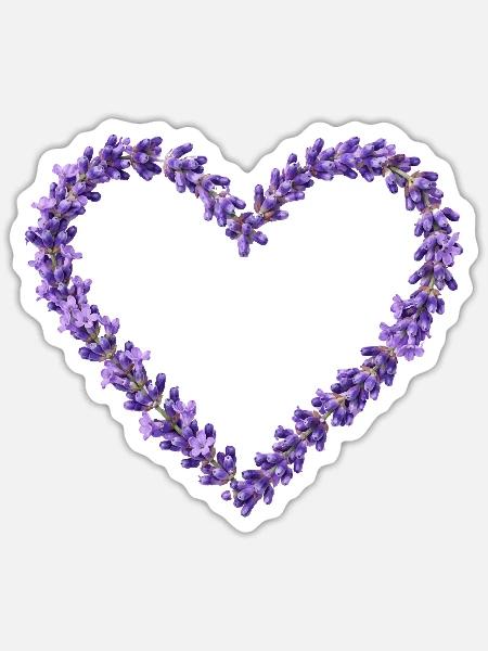 Lavendelherz aus violetten Blüten - Sticker Größe S (10 x 10 cm) - Mattweiß