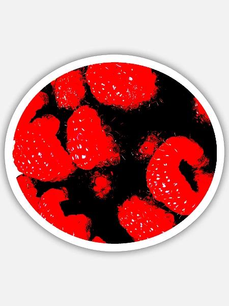 Comic-Stil Himbeeren - Sticker Größe S (10 x 10 cm) - Mattweiß