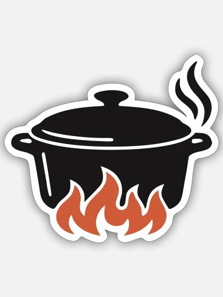 Kochtopf Lagerfeuer Logo - Sticker Größe S (10 x 10 cm) - Mattweiß