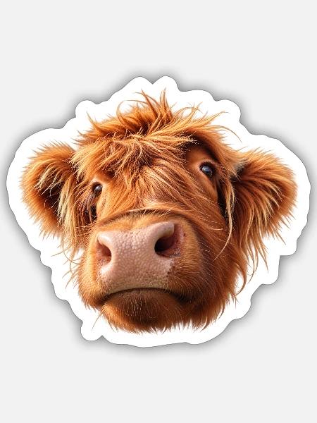 Highland Cow is watching - Sticker Größe S (10 x 10 cm) - Mattweiß