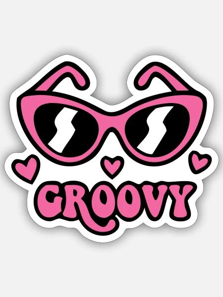 Groovy Sonnenbrille Logo - Sticker Größe S (10 x 10 cm) - Mattweiß