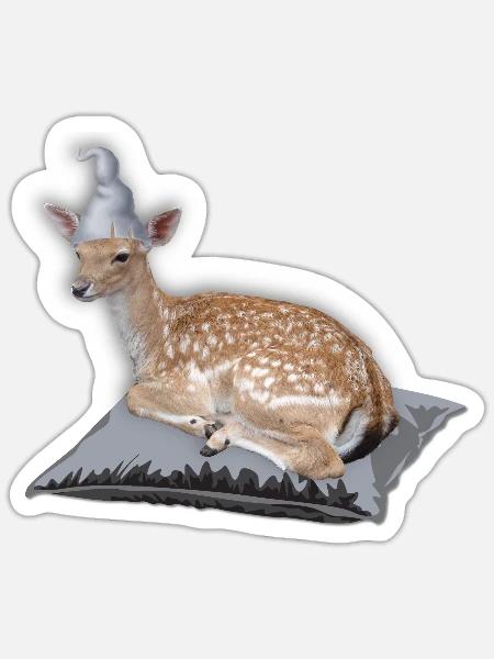 Rehkitz Nachthemd Schlafanzug Pyjama - Sticker Größe S (10 x 10 cm) - Mattweiß