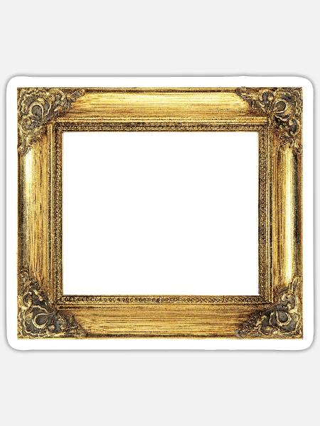 Goldener Bilderrahmen - Sticker Größe S (10 x 10 cm) - Mattweiß
