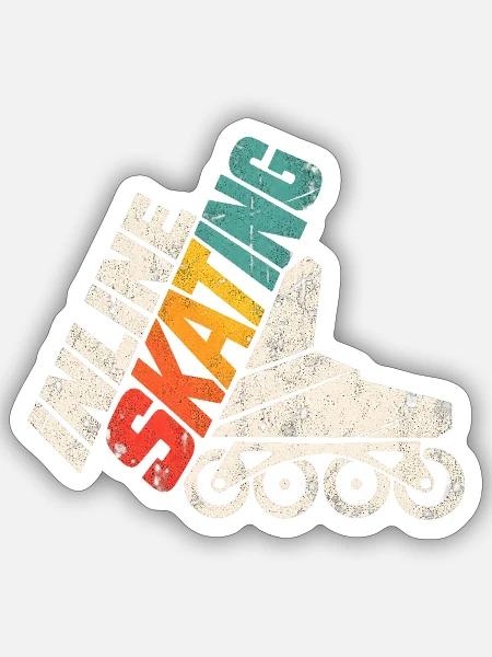 Inline Skating Retro Rollschuh Design - Sticker Größe S (10 x 10 cm) - Mattweiß