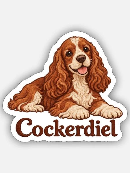 Cocker Spaniel Kuschelportrait - Sticker Größe S (10 x 10 cm) - Mattweiß