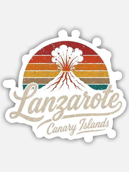 Lanzarote - Canary Islands - Kanaren - Vulkane - Sticker Größe S (10 x 10 cm) - Mattweiß