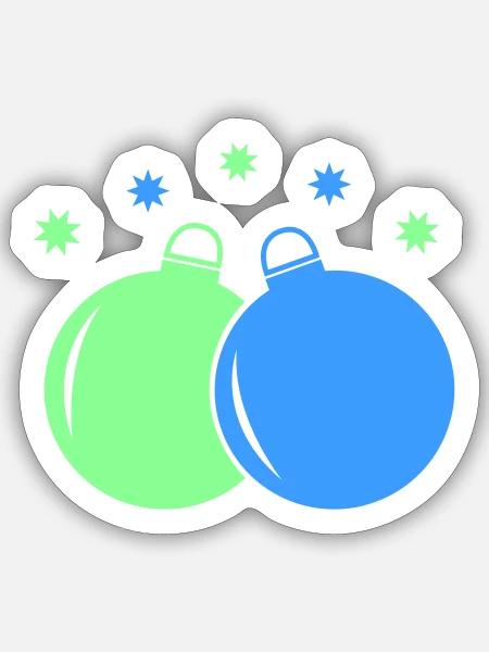 Neon-Weihnachtskugeln Duo - Sticker Größe S (10 x 10 cm) - Mattweiß