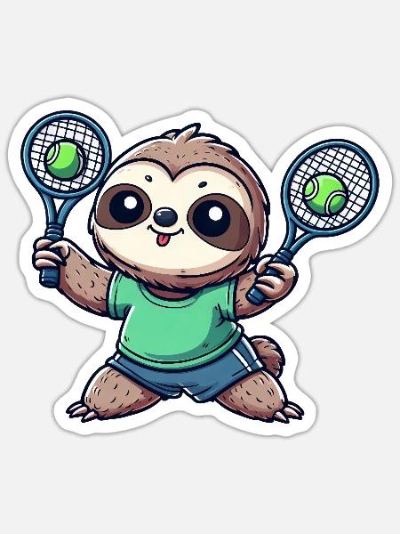 Niedliche Faultier Doppelspieler - Sticker Größe S (10 x 10 cm) - Mattweiß
