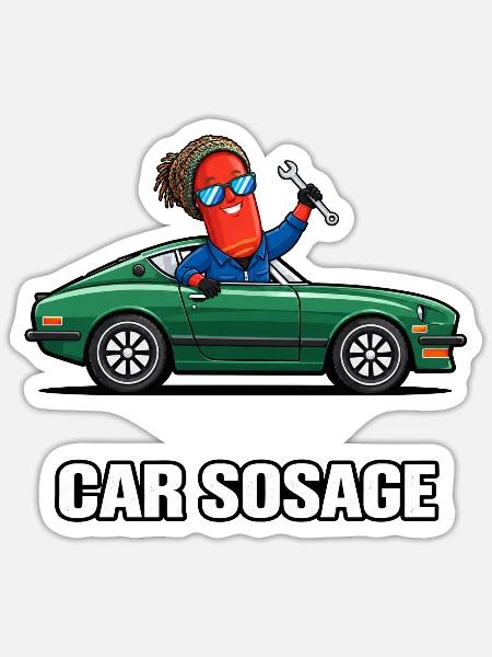 Auto Sosage Sausage 240z - Sticker Größe S (10 x 10 cm) - Mattweiß