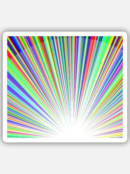 Leuchtendes Regenbogen-Sonnenstrahlmuster - Sticker Größe S (10 x 10 cm) - Mattweiß