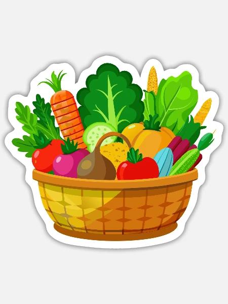 Gemüsekorb - Sticker Größe S (10 x 10 cm) - Mattweiß