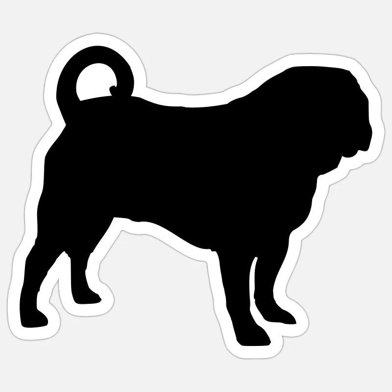 Mops - Sticker Größe S (10 x 10 cm) - Mattweiß