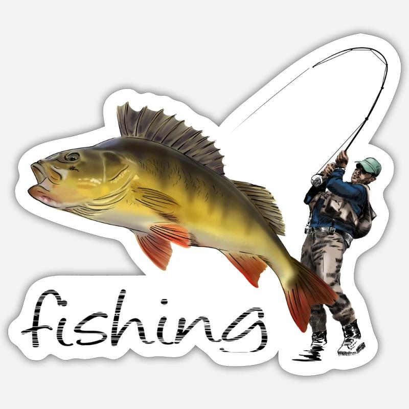 Fishing - Sticker taille S (10 x 10 cm) - blanc mat