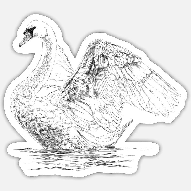 Swan - Sticker taille S (10 x 10 cm) - blanc mat