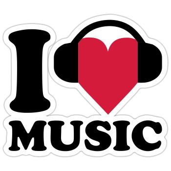 I love Music - Sticker Größe S (10 x 10 cm) - Mattweiß - Vorne