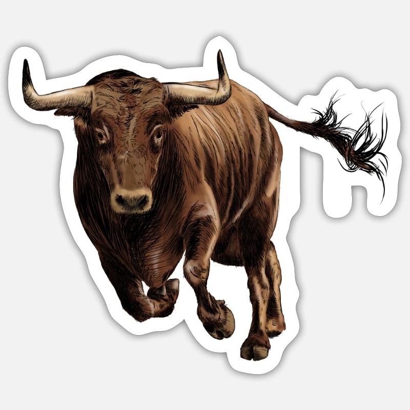 Bull - Sticker taille S (10 x 10 cm) - blanc mat