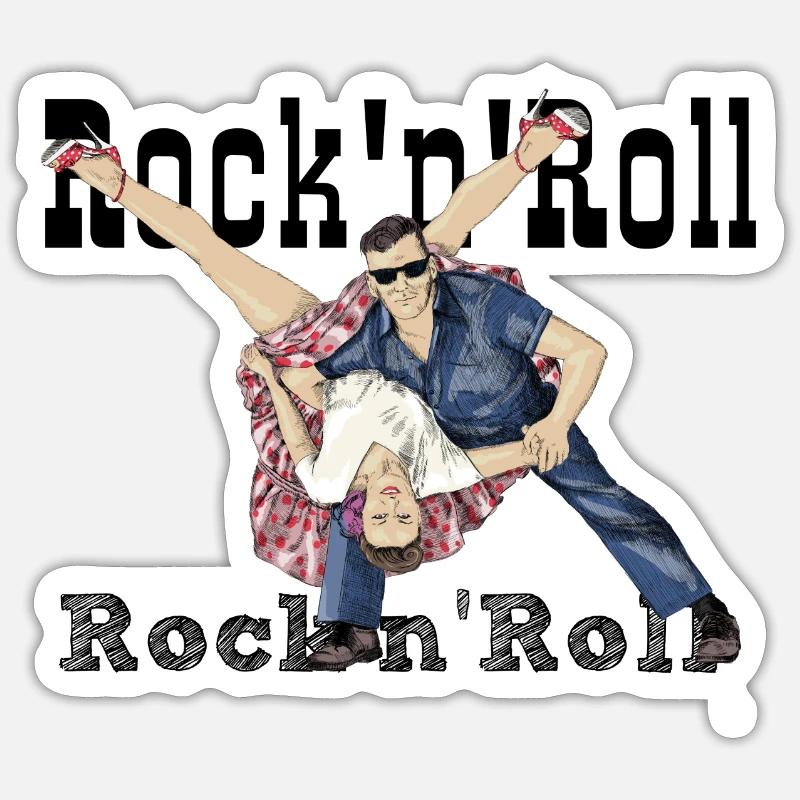 Rock and Roll - Sticker taille S (10 x 10 cm) - blanc mat