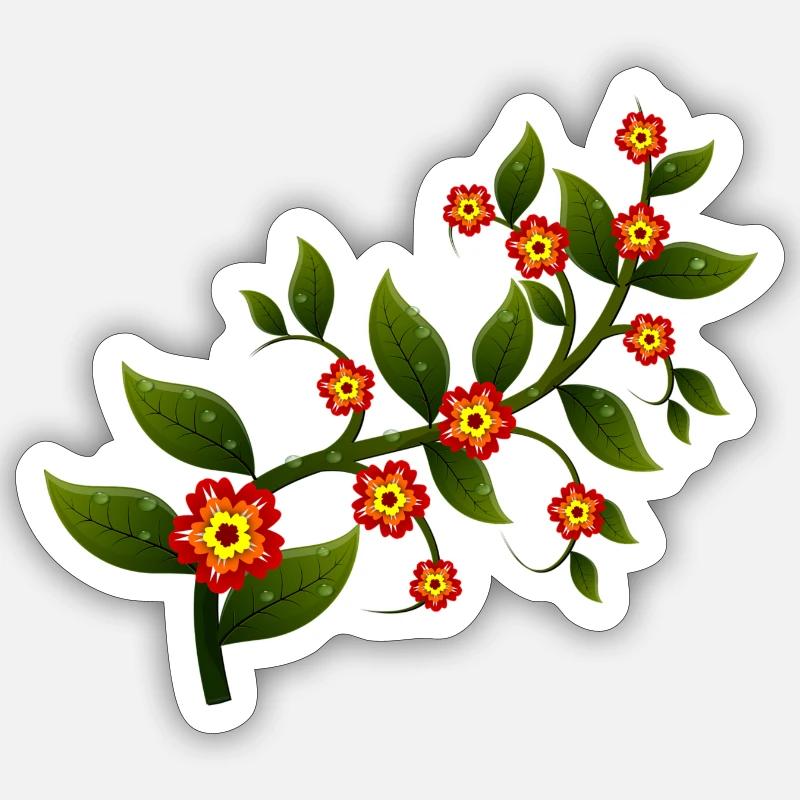 fleurs - Sticker taille S (10 x 10 cm) - blanc mat