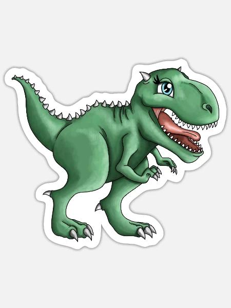 T-rex Tyrannosaurus Rex Dino Illustration - Sticker Größe S (10 x 10 cm) - Mattweiß