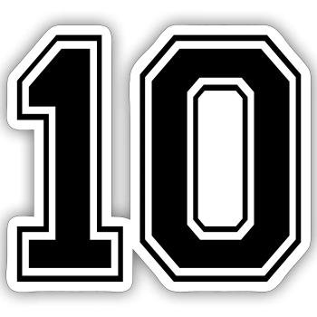 Numéro 10 - Sticker taille S (10 x 10 cm) - blanc mat - Devant
