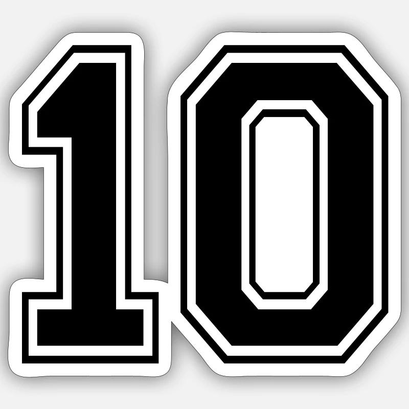 Numéro 10 - Sticker taille S (10 x 10 cm) - blanc mat