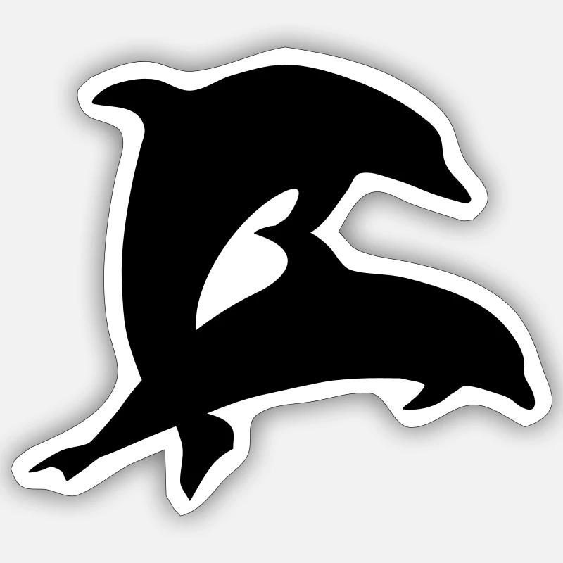 Dauphin - Dolphins - Delfine - Sticker taille S (10 x 10 cm) - blanc mat