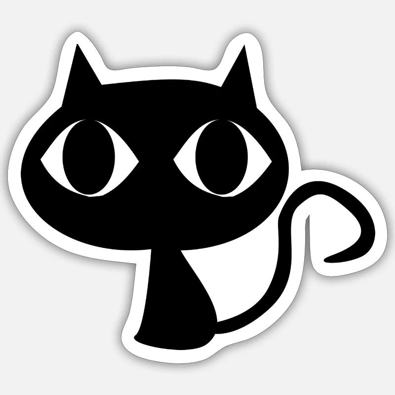 chat noir - Sticker taille S (10 x 10 cm) - blanc mat