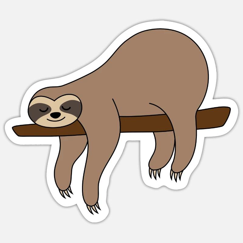 Sloth sleeping on branch sloth brown funny lazy Sticker size S (10 x 10 cm)