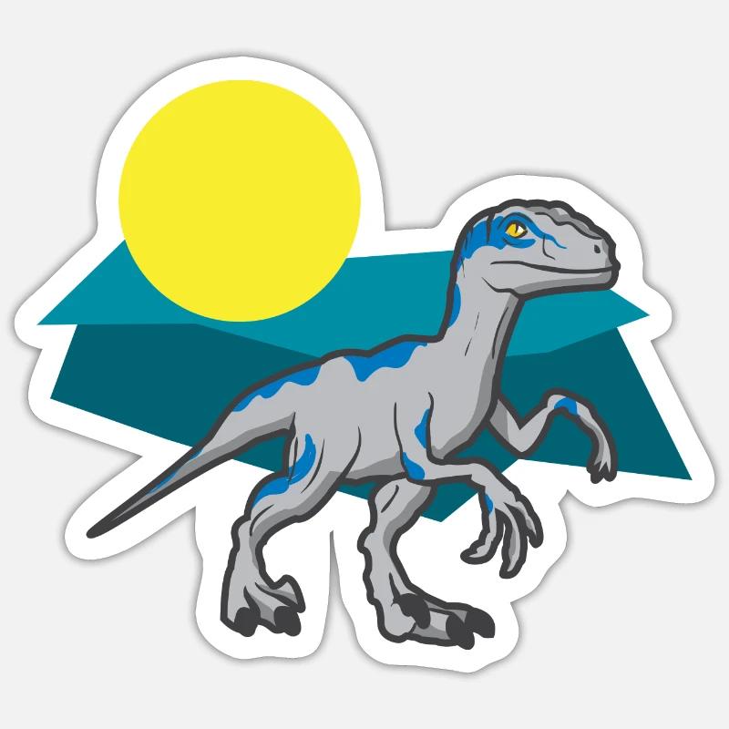 Velociraptor Éteinte Dino - Sticker taille S (10 x 10 cm) - blanc mat