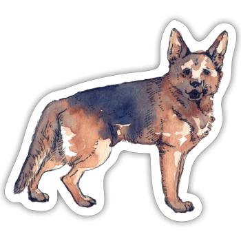 Deutscher Schäferhund - Sticker Größe S (10 x 10 cm) - Mattweiß - Vorne