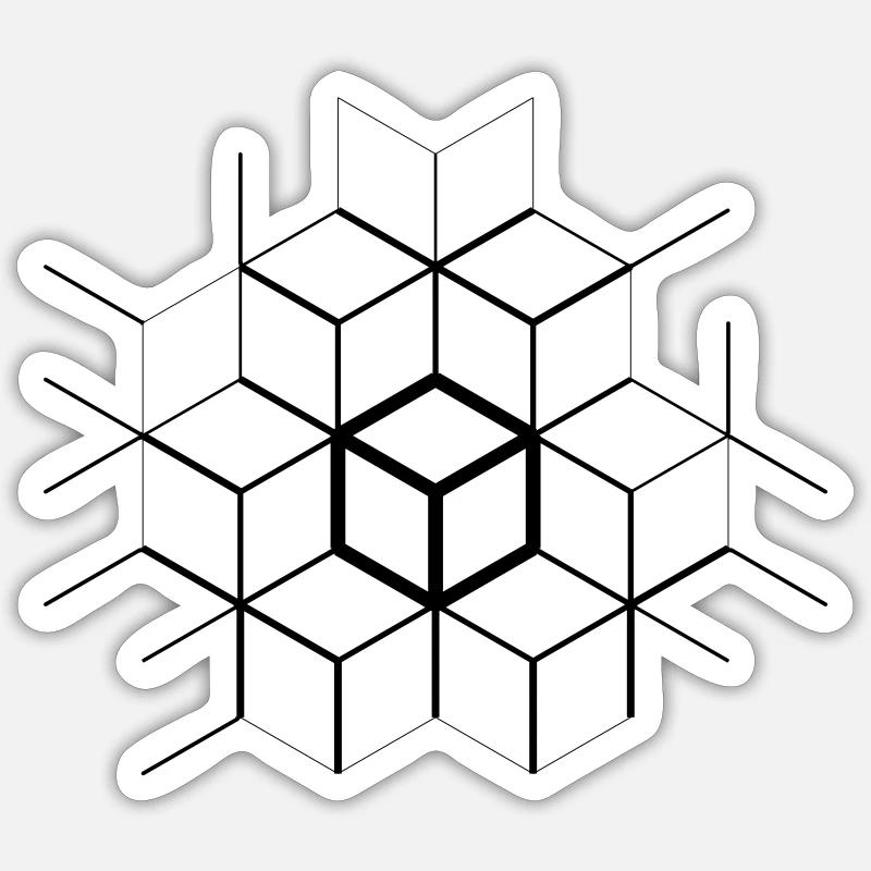 Asymmetrische Würfel - Sticker Größe S (10 x 10 cm) - Mattweiß