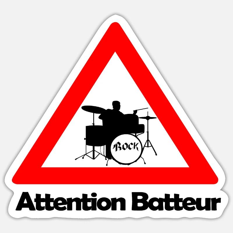 Warning drummer Sticker size S (10 x 10 cm)