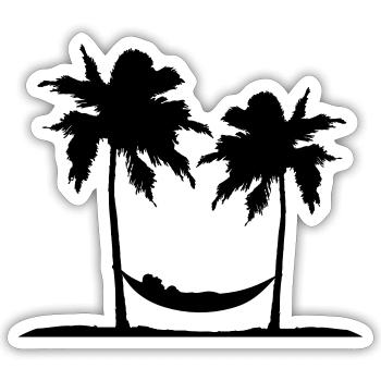 haengematte island sun palms chill relaxed ent - Sticker size S (10 x 10 cm) - white matte - Front