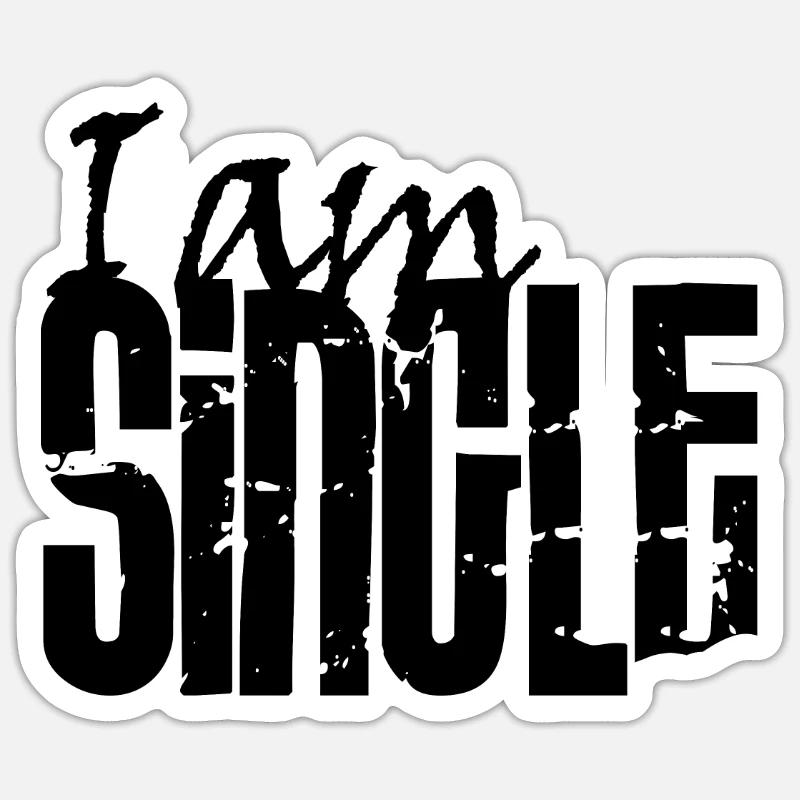 Ich bin Single Logo - Sticker Größe S (10 x 10 cm) - Mattweiß