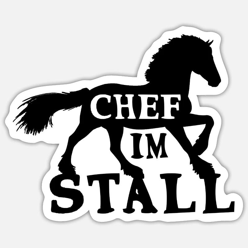 Chef dans l'écurie Reiterhof - Sticker taille S (10 x 10 cm) - blanc mat