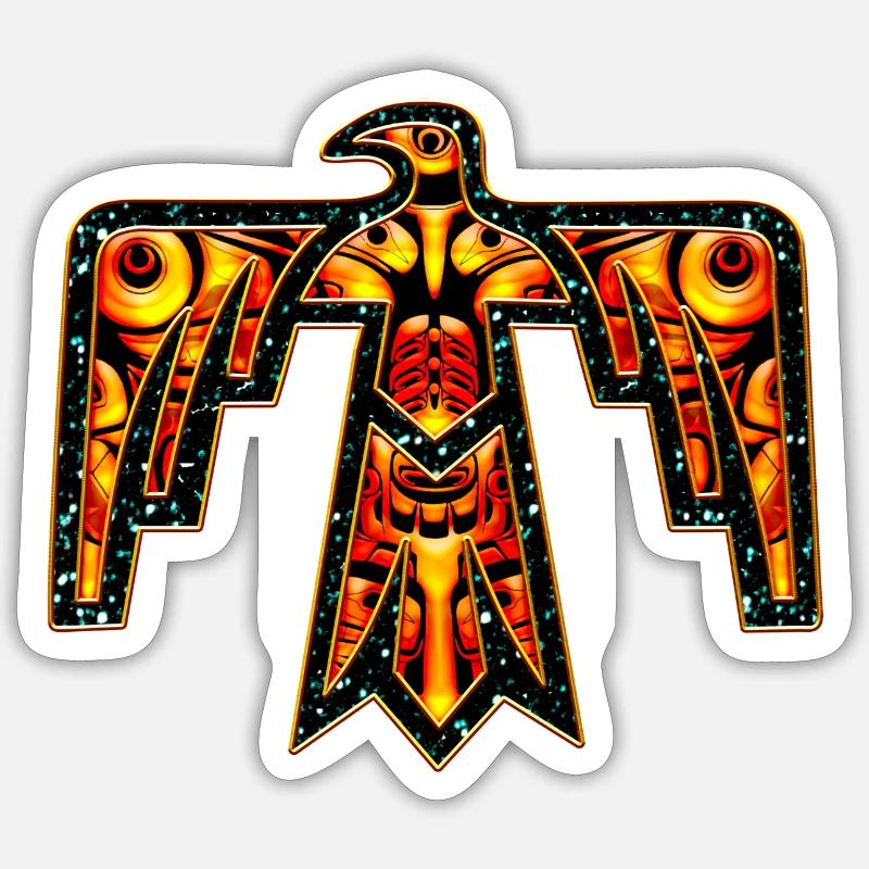 Oiseau-tonnerre - Thunderbird , Amérindiennes - Sticker taille S (10 x 10 cm) - blanc mat