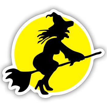 Fliegende Hexe - Sticker Größe S (10 x 10 cm) - Mattweiß - Vorne
