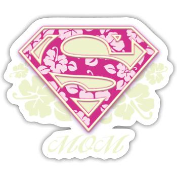 Superman S-Shield Mom - Sticker size S (10 x 10 cm) - white matte - Front