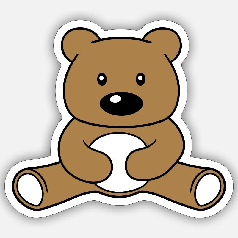 baer suess niedlich sitzen klein comic cartoon cli Sticker Größe S (10 x 10 cm)