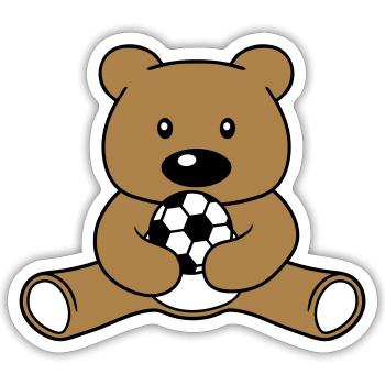 fussball spielen sport verein ball baer suess nied - Sticker Größe S (10 x 10 cm) - Mattweiß - Vorne