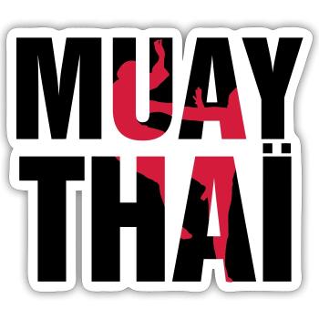 Muay Thaï ! - Sticker taille S (10 x 10 cm) - blanc mat - Devant