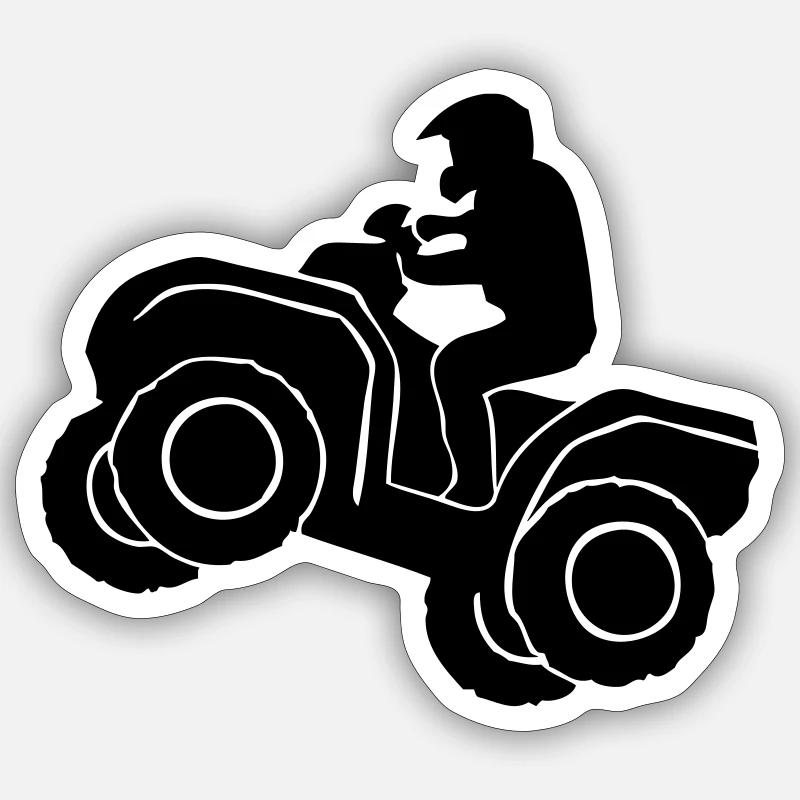 Quad Racer - Sticker taille S (10 x 10 cm) - blanc mat