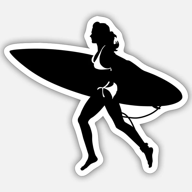 surfing - Sticker taille S (10 x 10 cm) - blanc mat