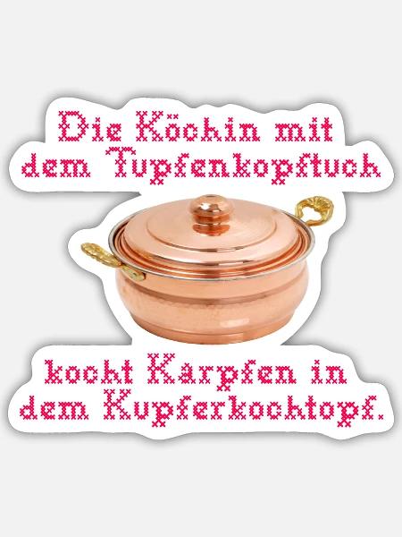 die köchin mit dem tupfenkopftuch rot - Sticker Größe S (10 x 10 cm) - Mattweiß