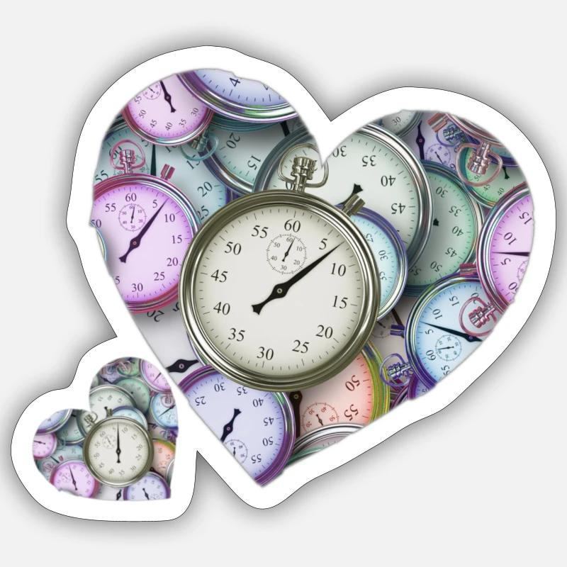 Cœurs de montres - Sticker taille S (10 x 10 cm) - blanc mat