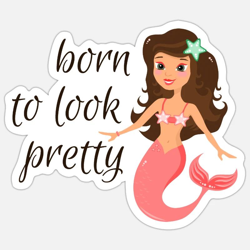 sirène - Sticker taille S (10 x 10 cm) - blanc mat